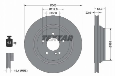 Диск тормозной (задний) MB S-class (W221) 05- (300x22) TEXTAR 92176303