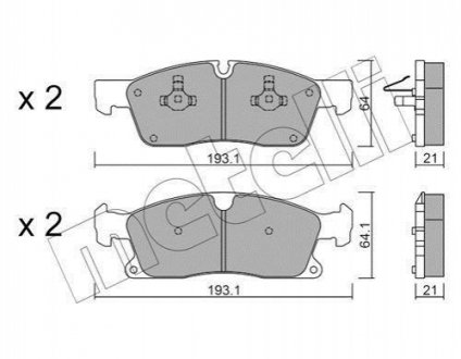 Колодки тормозные (передние) Jeep Grand Cherokee 3.6 V6/5.7 V8 10- Metelli 22-0927-4