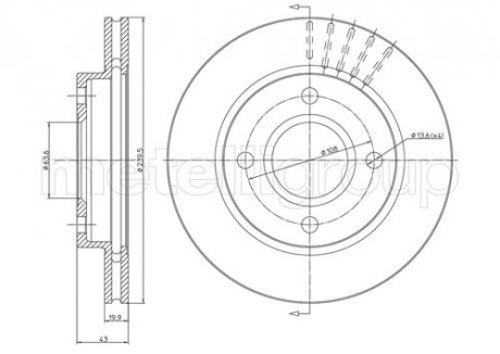 Диск тормозной (передний) Mazda 121/Ford Fiesta/KA/Escort -03 (239.7x20) Metelli 23-0169