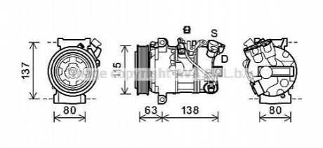 Компрессор кондиционера Renault Megane/Scenic 1.4/1.6/2.0 dCi 09- AVA COOLING RTAK491 (фото 1)