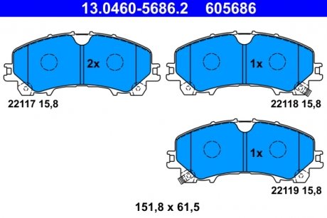 Колодки тормозные (передние) Audi Q5 18- ATE 13.0460-5686.2