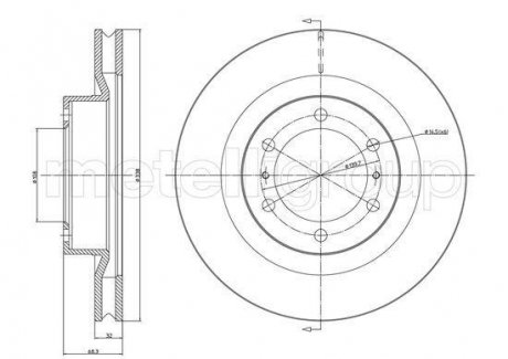 Диск тормозной (передний) Toyota Land Cruiser 200/ Prado 08- (338x32) Metelli 23-1298C