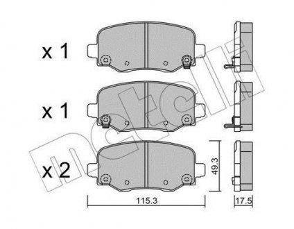 Колодки тормозные (задние) Fiat 500/Jeep Compass/Renegade 14- Metelli 22-1002-1 (фото 1)