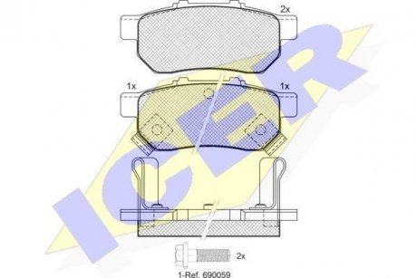 Колодки тормозные (задние) Honda Jazz III/IV 02- ICER 181024 (фото 1)