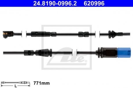 Датчик зносу гальмівних колодок (передніх) BMW X3 (G01)/ X4 (G02) 17- (L=771mm) ATE 24.8190-0996.2