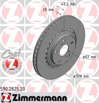 Диск тормозной (передний) Toyota Rav 4 12-/Lexus RX/NX 08- (328.3x28) ZIMMERMANN 590.2825.20 (фото 1)