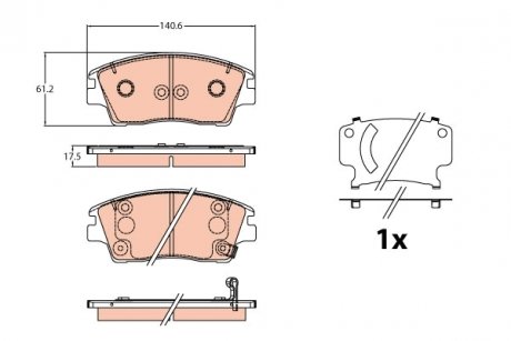 Колодки тормозные (передние) Hyundai ix35 13-/Tucson 15-/Elantra 16-/Kia Sportage 15- TRW GDB2197