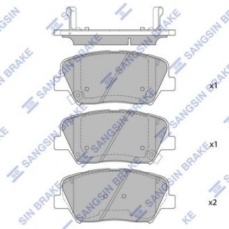 Колодки тормозные (передние) Hyundai Santa Fe 10-/Grandeur 11-/Kia Sorento 09-/Carens 13- Hi-Q (SANGSIN) SP1833