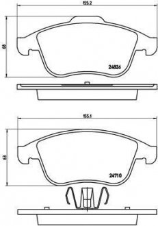 Колодки тормозные (передние) Renault Megane III/Laguna III/Scenic III 08-/Clio 13- BREMBO P68047