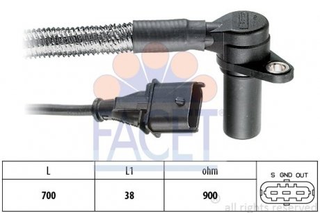 Датчик положения коленвала Opel Omega B 2.6/3.0/3.2 94-03 FACET 9.0284