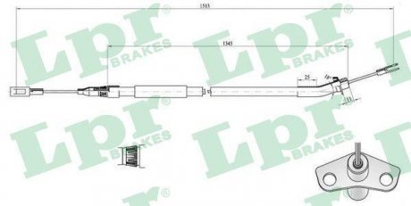 Трос ручника (центральный) MB Sprinter/VW Crafter 06- (2442mm) LPR C0448B (фото 1)