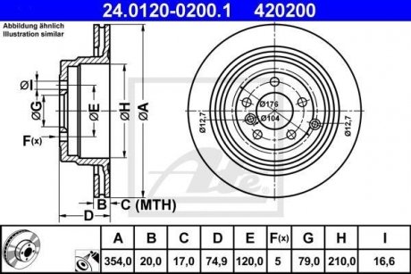 Диск тормозной (задний) Land Rover Discovery III 04-09/Range Rover 02-12 (354x20) ATE 24.0120-0200.1