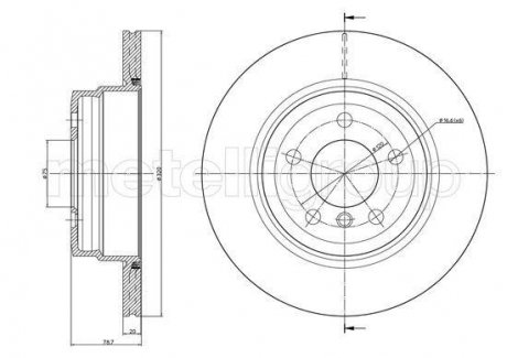 Диск тормозной (задний) BMW X5 (E70/F15) 07-/X6 (F16) 09- (320x20) Metelli 23-1025C