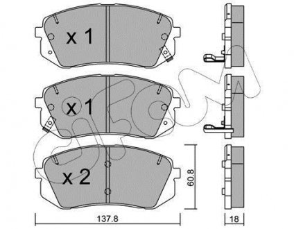 Колодки тормозные (передние) Hyundai Sonata (YF/LF) 09-/Tucson/ Kia Ceed/ Sportage 15- CIFAM 822-783-1