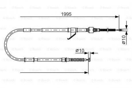 Трос ручника (задній) (R) Mitsubishi L200 96-07 (1995/1780mm) BOSCH 1987482069 (фото 1)