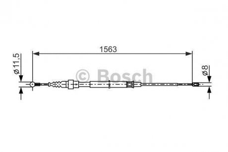 Трос ручника (задній) VW Touran 03-10 (1563/898mm) BOSCH 1987477891