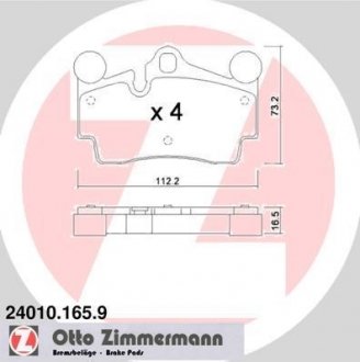 Колодки тормозные (задние) Audi Q7 06-15/VW Touareg/Porsche Cayenne 02-10 ZIMMERMANN 24010.165.9