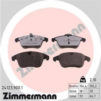 Колодки тормозные (передние) Ford Mondeo/Galaxy/S-Max/Volvo XC70/V70/S80 07-16/V60/S60/Land Rover 11 ZIMMERMANN 24123.900.1