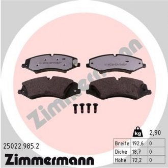 Колодки тормозные (передние) Land Rover Discovery IV/V 09-/Range Rover III/IV/Sport I/II 06- ZIMMERMANN 25022.985.2