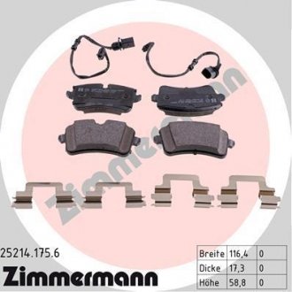 Колодки тормозные (задние) Audi A8 09- ZIMMERMANN 25214.175.6 (фото 1)