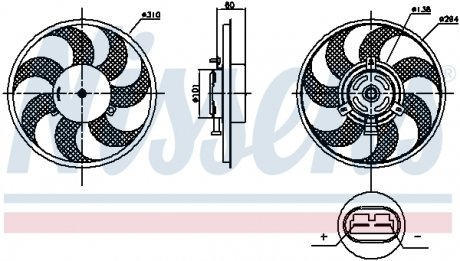 Вентилятор охлаждения двигателя MB Viano (W639)/Vito (W639) 2.2D-3.2D 03- OM 651/646/642/M112 NISSENS 85879