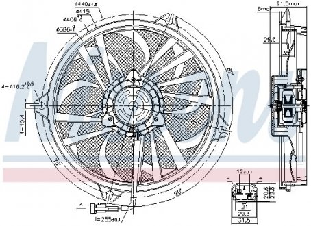 Вентилятор радиатора (электрический) Citroen Berlingo/Peugeot Partner 96-11 NISSENS 85674 (фото 1)