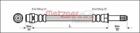 Шланг тормозной (передний/задний) MB Sprinter 208-316 METZGER 4110331