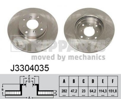 Диск тормозной (передний) Honda Civic V/VI/VII 90-05/Jazz 08-/CRX 89-98 (262x21) NIPPARTS J3304035