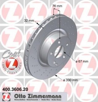 Диск тормозной (передний) MB S-class (W220/C215) 98-05 (330x32) ZIMMERMANN 400.3606.20 (фото 1)