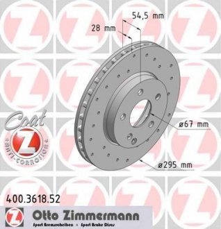 Диск тормозной (передний) MB E-class (W211/S211) 02-09 (295x28) ZIMMERMANN 400.3618.52