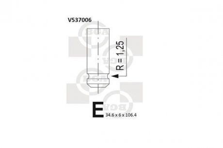 Клапан (впуск) Peugeot 306/406 1.8i 16V 97-02 (34.6x6x106.4) BGA V537006 (фото 1)