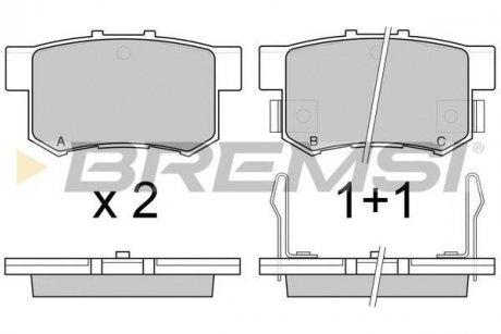 Колодки тормозные (задние) Suzuki SX4/Swift 06-/Honda Accord 91-93/Civic 95-/Fiat Sedici 06-14 BREMSI BP2544 (фото 1)