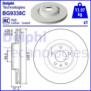 Диск тормозной (передний) Audi A4/A5/Q5 15- (338х30) Delphi BG9338C