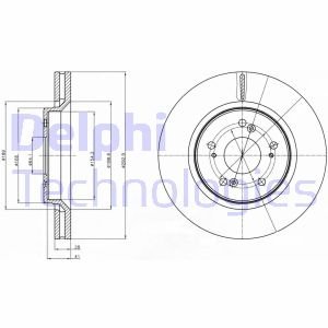 Диск тормозной (передний) Honda CR-V III-IV 2.0-2.2D-2.4 06- (293x28) Delphi BG4250C