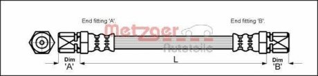 Шланг тормозной (задний) Opel Omega B -03 (235mm) METZGER 4112813