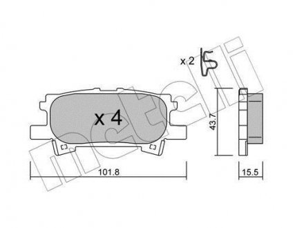 Колодки тормозные (задние) Lexus RX 03-08 Metelli 22-0619-0