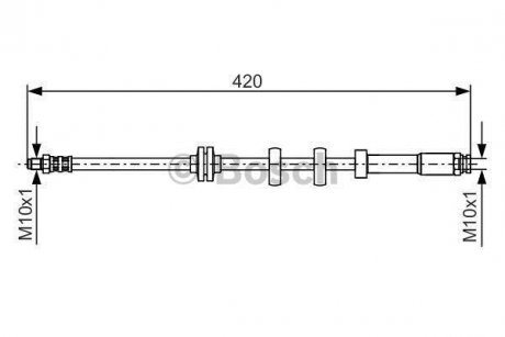 FIAT шланг гальмівний передній Punto 93- правий BOSCH 1987476637 (фото 1)