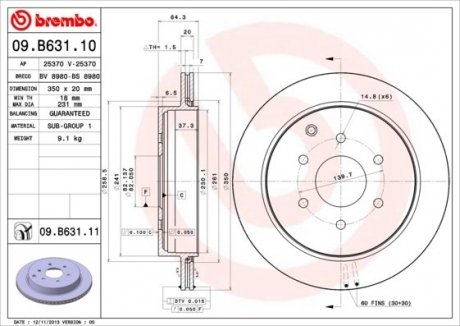 Гальмівний диск BREMBO 09.B631.11