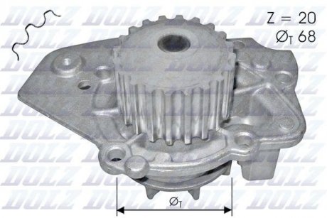 Помпа CITROEN/LADA/PEUGEOT/ROVER BX/Niva/405/218 "1,6-1,9 "82-03 DOLZ N206 (фото 1)