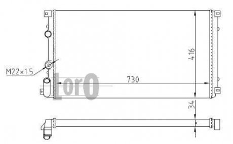 Радіатор води Master/Movano II 1.9/2.2/ dCi 97> (730x415x23) термовикл. DEPO 042-017-0025 (фото 1)