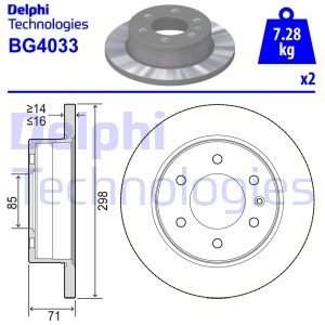 DB диск гальм. задн.Sprinter 06- (298*16) Delphi BG4033