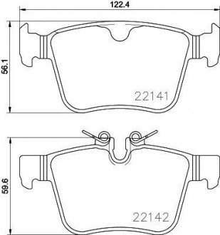 LANDROVER К-т задних торм. колодок Discovery Sport 2,0-2,2 14-, Range Rover Evoque 2,0-2,2 11- HELLA 8DB 355 023-361