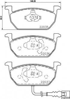 VW Тормозные колодки передн.Audi A3 13-,Seat Leon,Skoda Octavia III,Golf VII 12- HELLA 8DB 355 021-951 (фото 1)