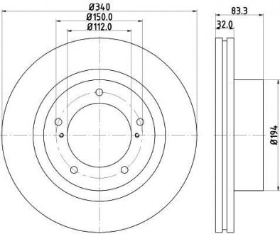 TOYOTA Диск торм.передн.Land Cruiser,Lexus LX570 08- HELLA 8DD 355 116-551 (фото 1)