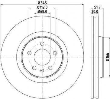 AUDI диск гальмівний передній 345мм A4/A5/A6/Q5 08- HELLA 8DD 355 117-181 (фото 1)