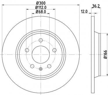 VW Диск гальм. зад. Audi A4, Q5 07- HELLA 8DD 355 113-931