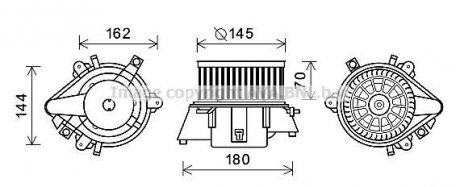 AVA FIAT Вентилятор салона з кондиц. Doblo 01-, Punto 99- AVA COOLING FT8438