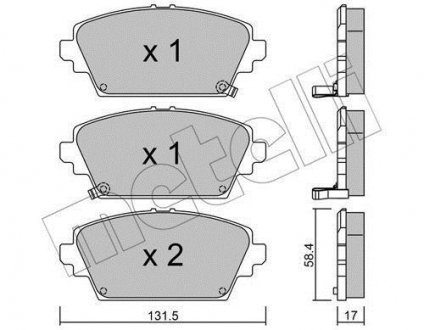 Колодки гальмівні (передні) Honda Accord VI 98-03/Nissan Primera 02-/Almera Tino 00-06 Metelli 22-0464-1