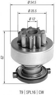 Бендикс (z=9) Iveco Daily III,IV, RENAULT Mascott 2,8 99- [940113020392] MAGNETI MARELLI AMB0392