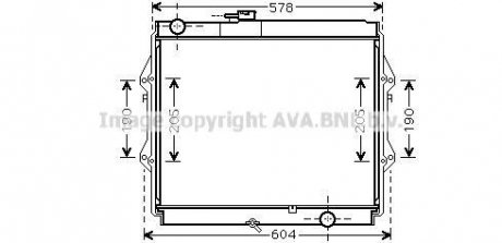 AVA TOYOTA Радіатор охолодження двиг. HILUX VI Пікап 2.5 D-4D 01- AVA COOLING TOA2642